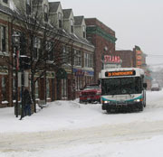 Photo of bus operating in snowstorm